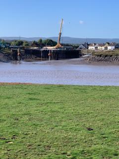 Looking across to Combwich - a small village which is getting a big wharf built to accept incoming heavy equipment for use at Hinckley power station
